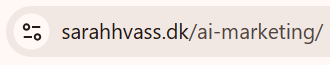 SEO optimeret URL for siden AI marketing hos sarahvass.dk
